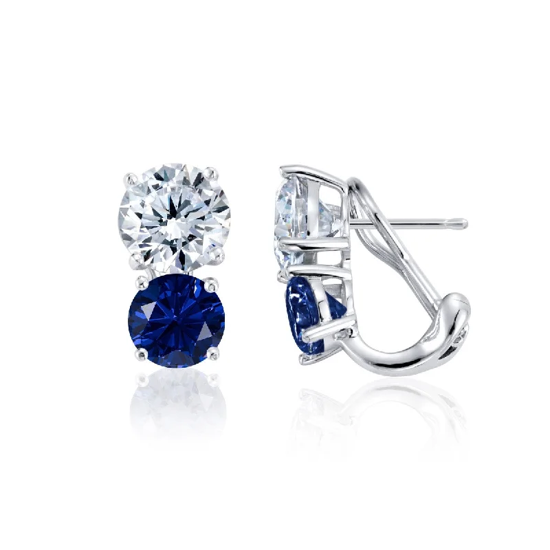 women chic drop earrings -Crislu Blue and White Cubic Zirconia Earrings in Sterling Silver