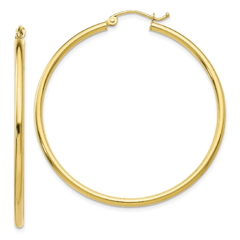 women luxury earrings -10KT Yellow Gold 42X2MM Hoop Earrings