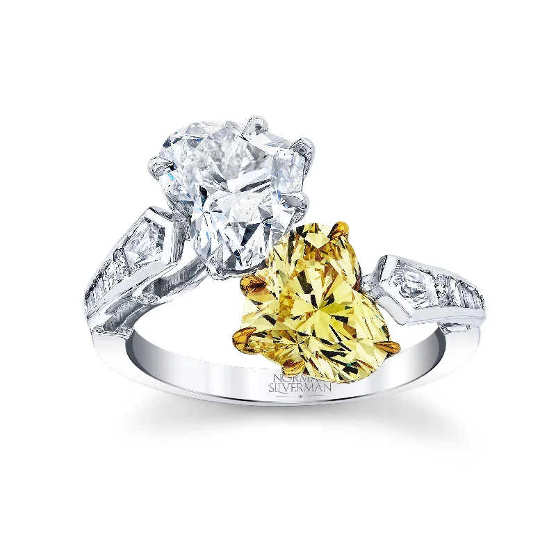 women eternity engagement rings -Twin Heart Shape Diamond Ring