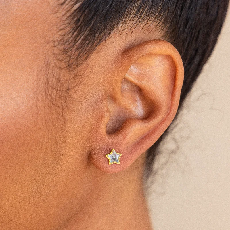 women luxury earrings -Moonstone Star Studs