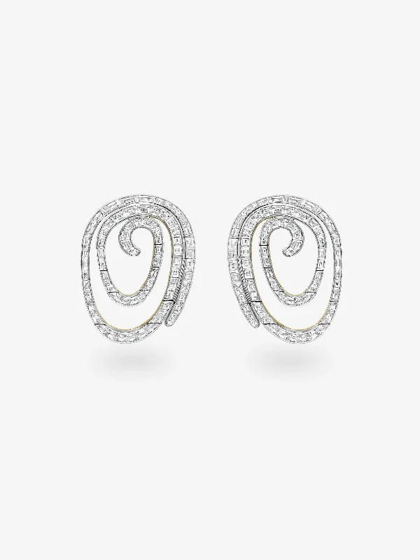 women silver earrings -Carmela Diamond Spiral Earrings