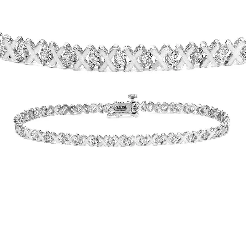 Auriya 1/5ctw XOXO Diamond Tennis Bracelet 14k Gold