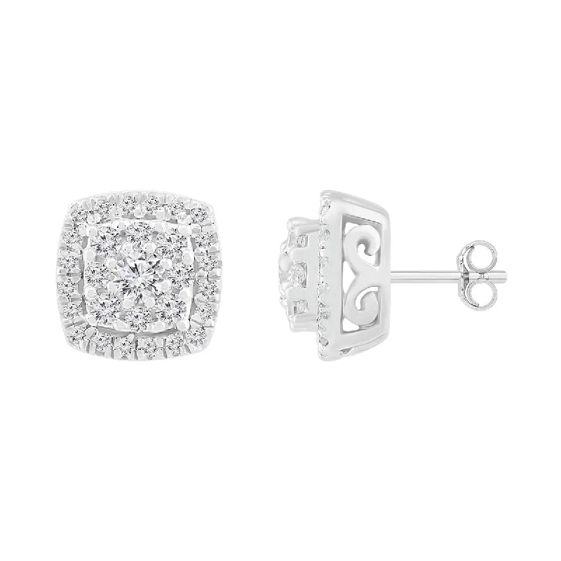 women luxury gold earrings -1/3 CTW Diamond Fashion Stud Earrings in 10KT White Gold