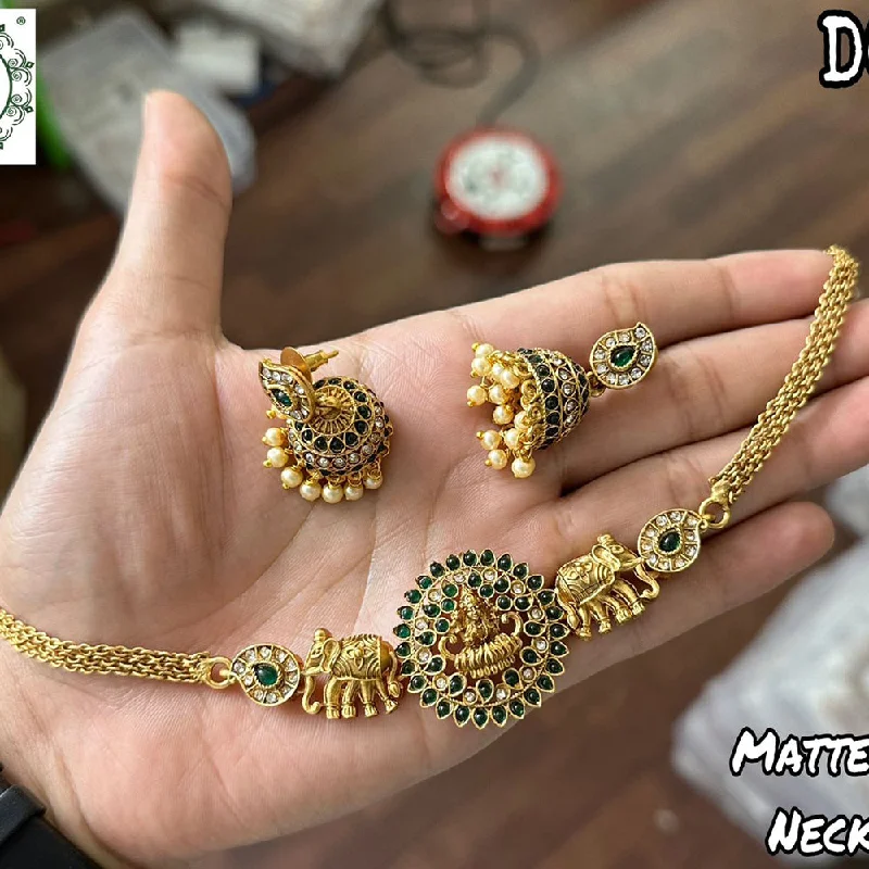 women chic necklaces -Diksha Collection Gold Plated Choker Necklace Set