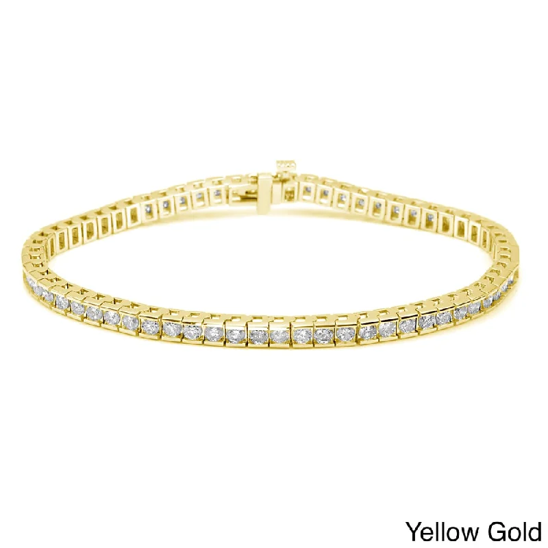 Auriya 4 carat TW Round Diamond Tennis Bracelet Channel-set 14k Gold - 7-inch