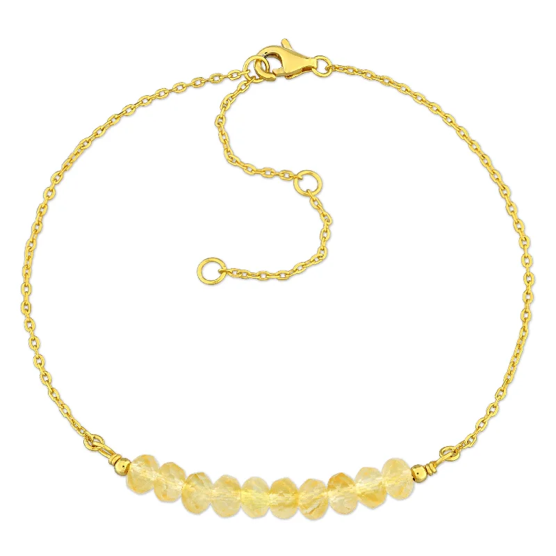 Miadora 4mm Citrine Bead 0.92ct tgw Bracelet 1mm Rolo Chain in Yellow Sterling Silver