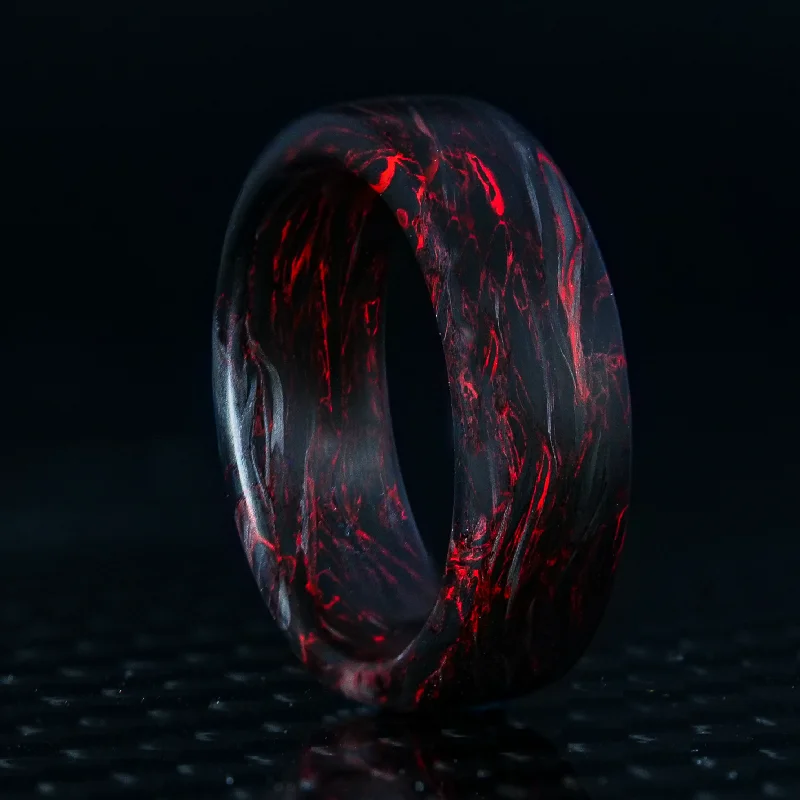 women trendy bangles -Red Burl Carbon Fiber Ring