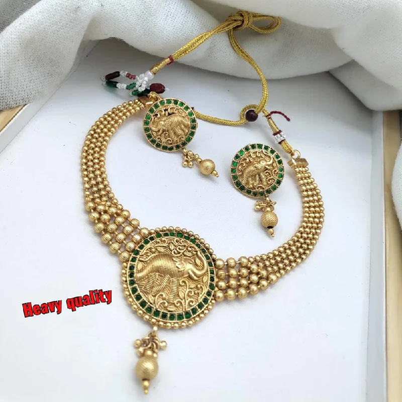 women beaded necklaces -Sai Fashion Gold Plated Pota Stone Necklace Set