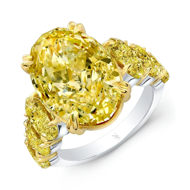 women engagement rings -Fancy Yellow Oval Cut Diamond Ring