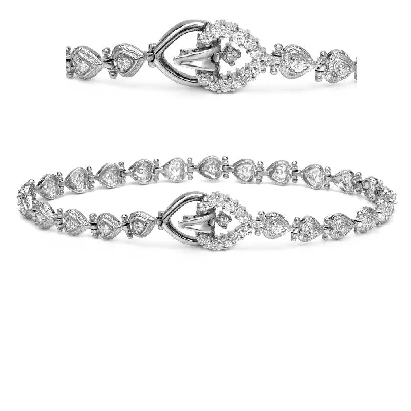 Auriya 14k White Gold 3/4ct TDW Heart Design Diamond Bracelet