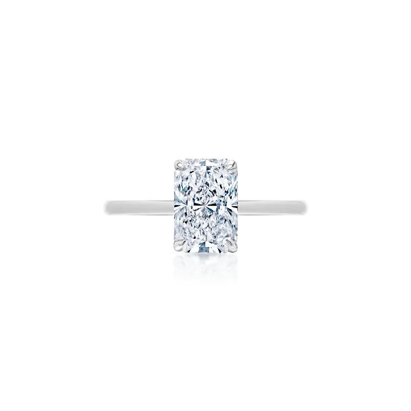 women timeless engagement rings -Laveta 2 Carat Radiant Cut Lab Grown Diamond Engagement Ring in Platinum. Solitaire. IGI Certified