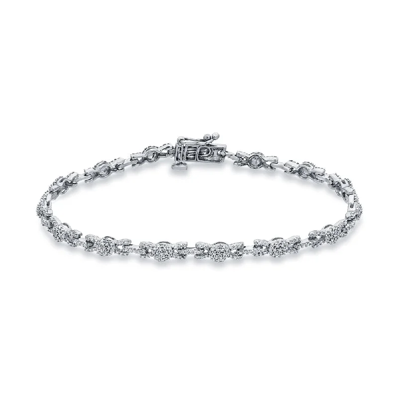 Auriya 14k White Gold 1 1/4ct TDW Round Diamond Link Tennis Bracelet