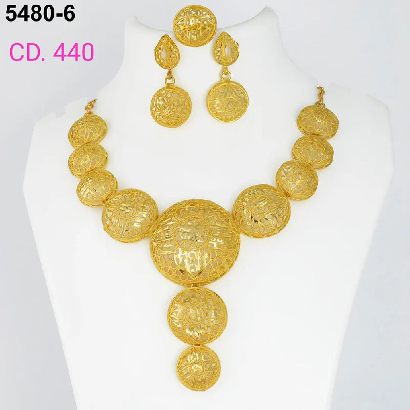 women personalized birthstone necklaces -MR Jewellery Forming Gold Plated Necklace Set