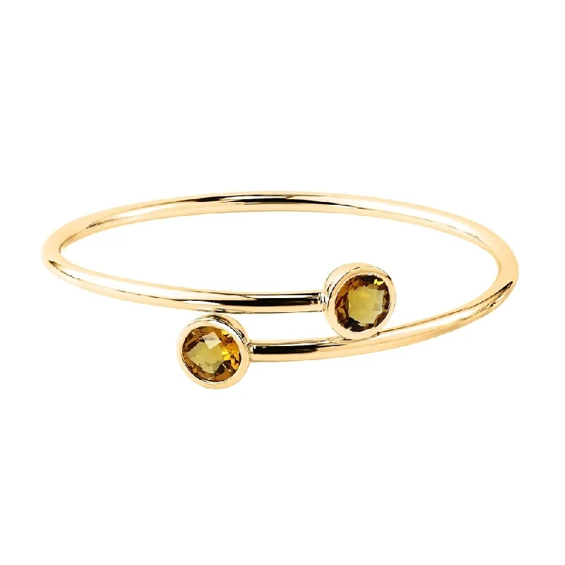 Auriya 3ct Yellow Citrine Bypass Bangle Bracelet Gold over Silver