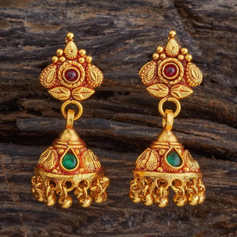 women trendy gold earrings -Silver Temple Earring 177682