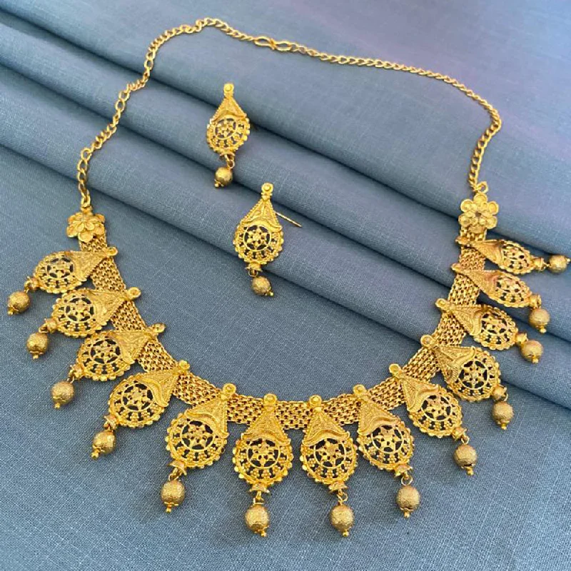 women eco-friendly necklaces -Mahavir Gold Plated Forming Necklace Set