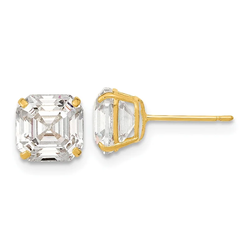 women clip-on earrings -7MM Ascher Cubic Zirconia Stud Earrings in 14KT Yellow Gold