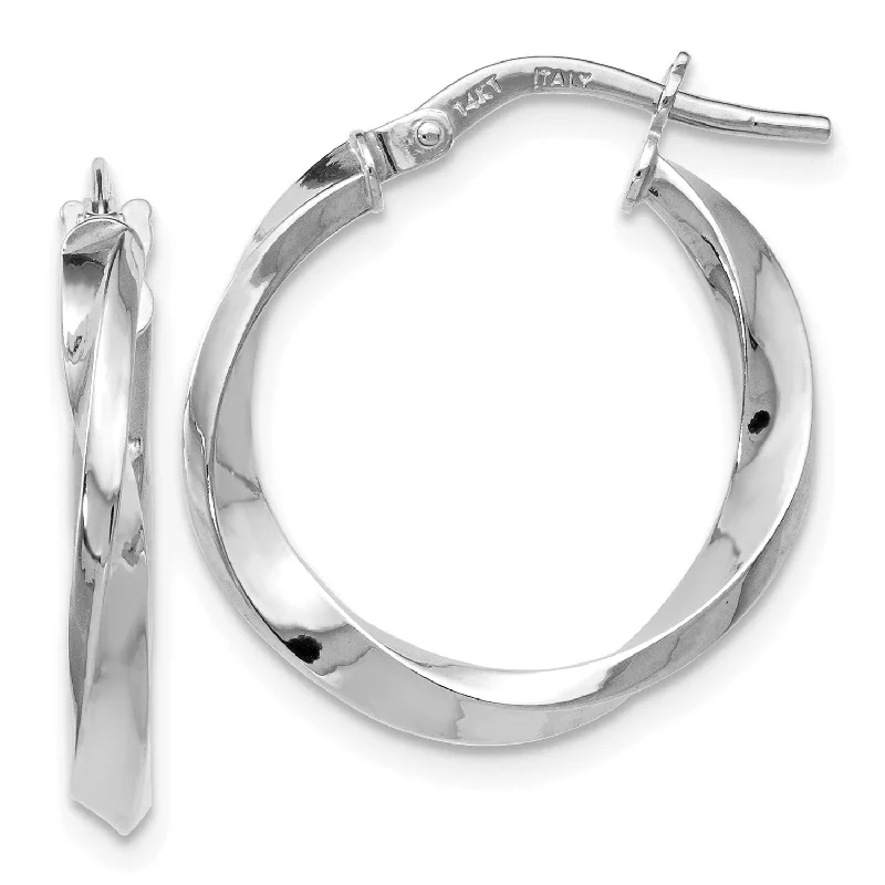 women luxury pearl earrings -14KT White Gold 21X19MM Twist Hoop Earrings