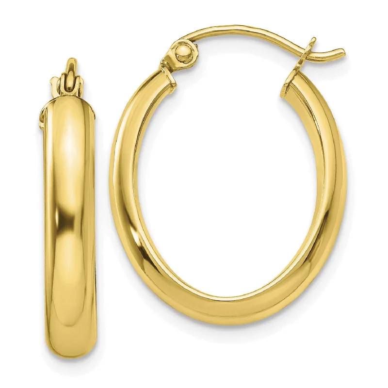 women chic stud earrings -10KT Yellow Gold 24X17MM Hoop Earrings