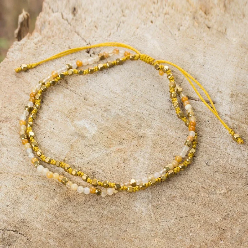 Handmade Gold Overlay 'Warm Breeze' Jasper Bracelet (Thailand)