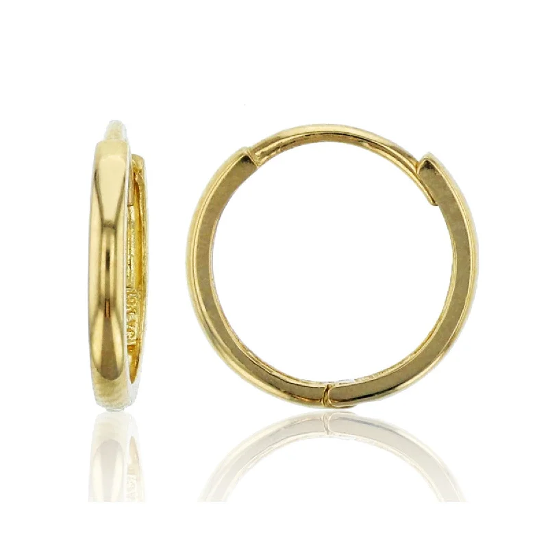 women trendy earrings -14KT Yellow Gold 14MM Huggie Hoop Earrings