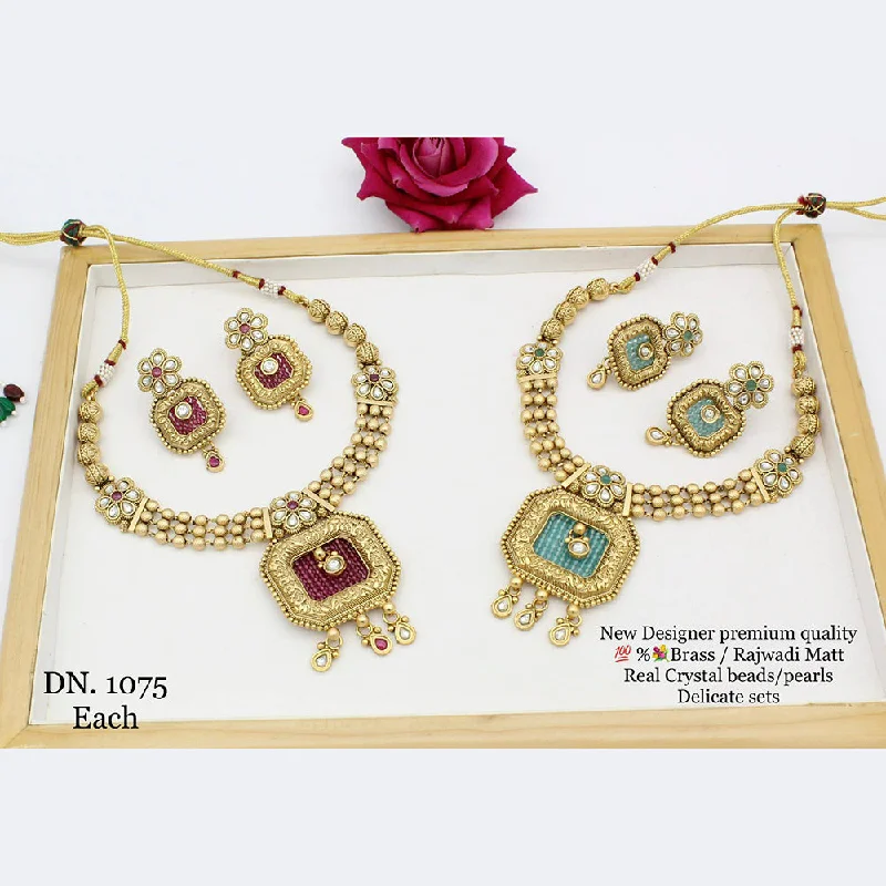 women sparkling necklaces -Manisha Jewellery Gold Plated Necklace Set