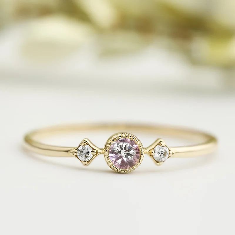 women bangle bracelets -Moon & Star Ring - Pink Sapphire