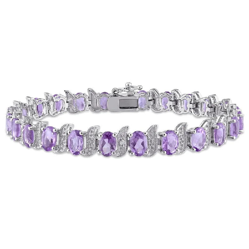 Miadora Sterling Silver Amethyst and Diamond Accent Tennis Bracelet