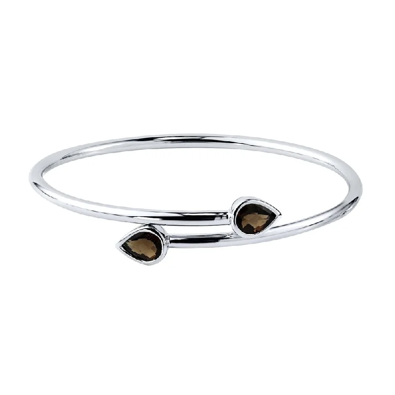 Auriya 2ct Pear-cut Smoky Quartz Bypass Bangle Bracelet Gold over Silver