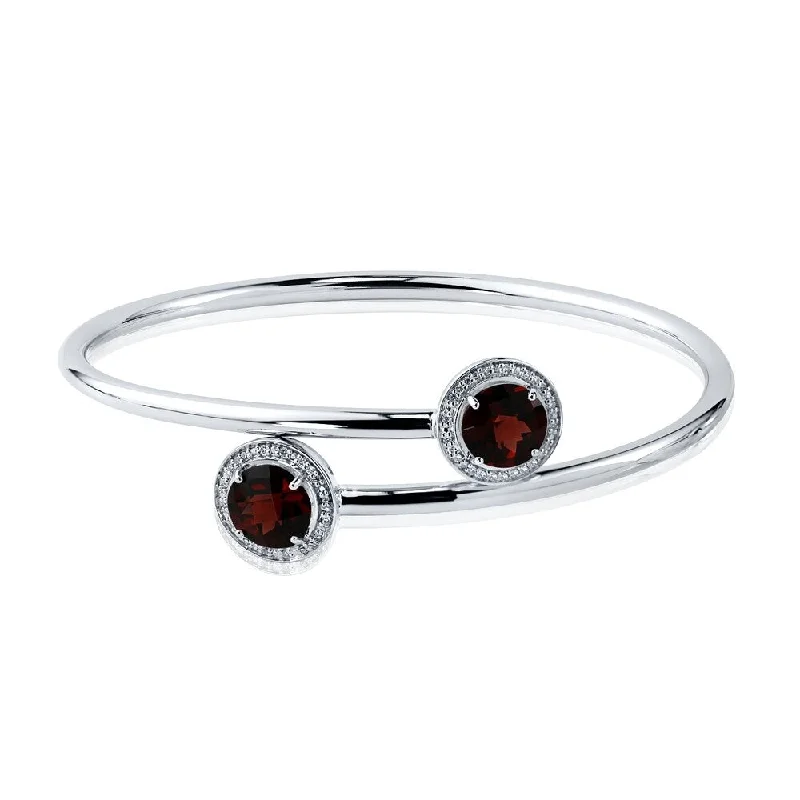 Auriya 4 1/2ct Red Garnet Gold over Silver Bangle Bracelet with Diamond Accents