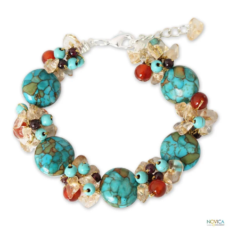 Handmade Multi-gemstone 'Peony Romance' Beaded Bracelet (Thailand) - Multi