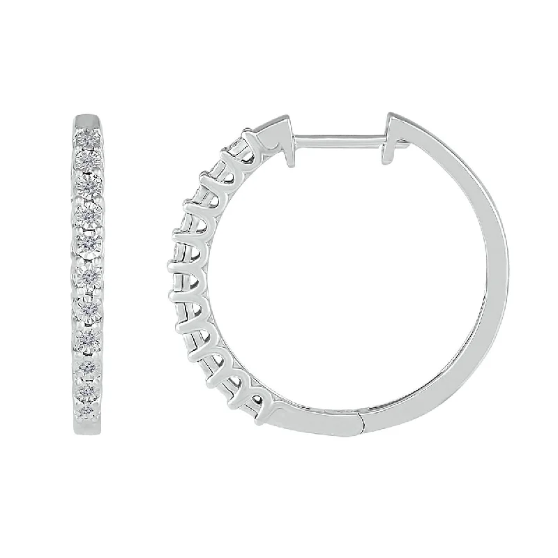 women affordable earrings -1/10 CTW Diamond Hoop 23MM Earrings in Sterling Silver