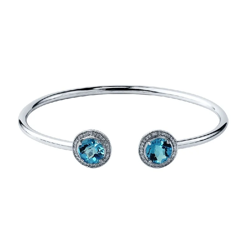 Auriya 4ct Swiss-Blue Topaz Gold over Silver Bangle Bracelet with Diamond Accents