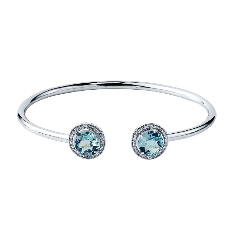 Auriya 4ct Sky-Blue Topaz Gold over Silver Bangle Bracelet with Diamond Accents