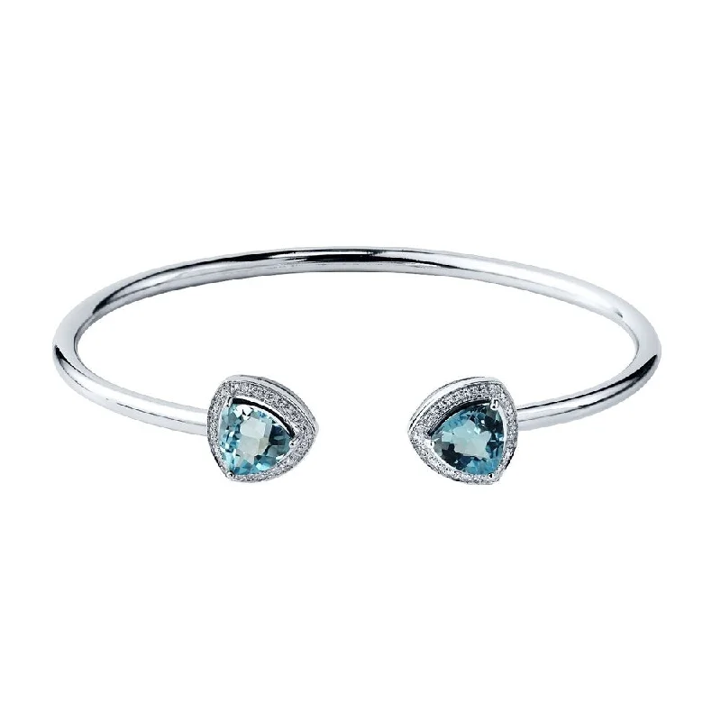 Auriya 4ct Trillion-Cut Sky Blue Topaz Gold over Silver Bangle Bracelet with Diamond Accents