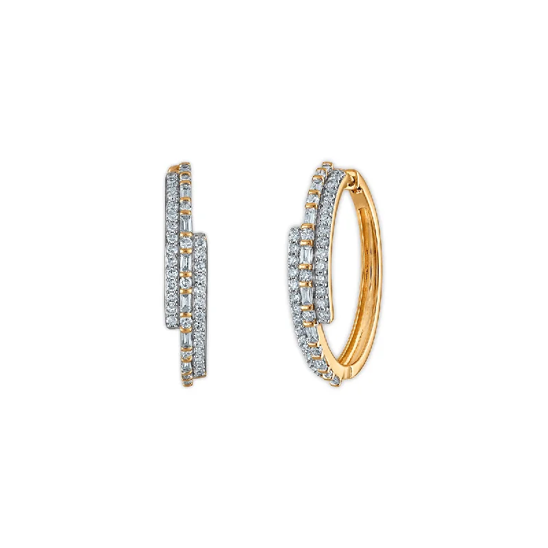 women fashion dangle earrings -EcoLove 1 CTW Lab Grown Diamond Multi Row Hoop Earrings