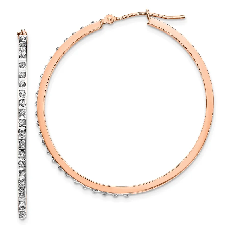 women long earrings -Diamond Fascination 14KT Rose Gold Diamond 40X2MM Diamond Accent Hoop Earrings