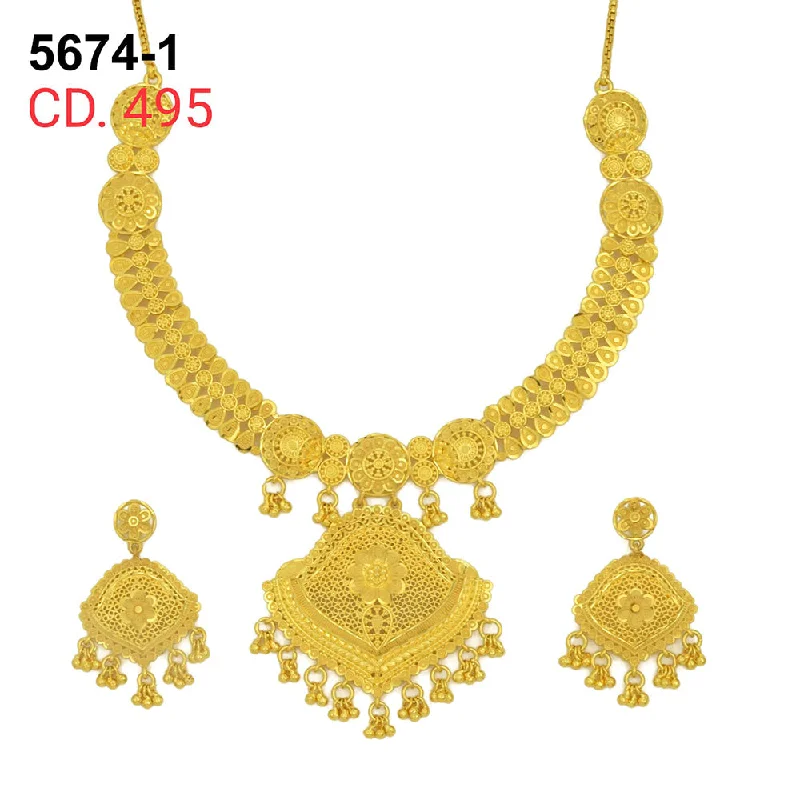 women dainty gold necklaces -MR Jewellery Forming Gold Plated Necklace Set