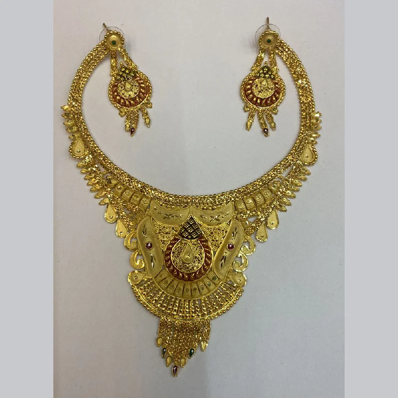 women elegant pendant necklaces -The Jangid Arts Gold Plated Necklace Set