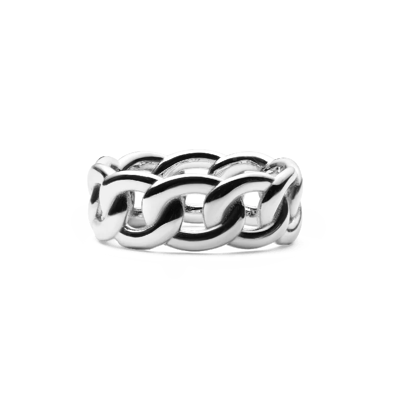 women personalized bracelets -Chunky Chain Ring Silver