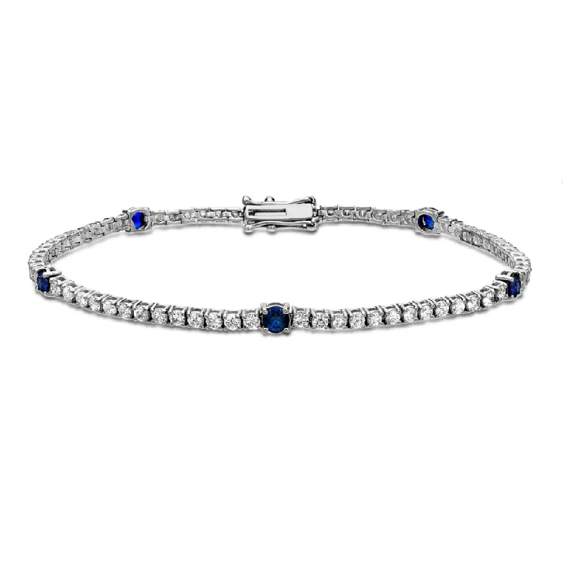 Auriya 2 1/4ct TW Blue Sapphire and Diamond Tennis Bracelet 14k Gold