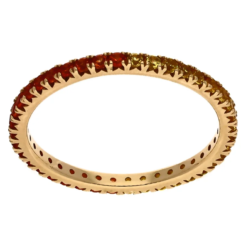 women elastic bracelets -14K Yellow Gold Orange and Yellow Sapphire Eternity Band Ring