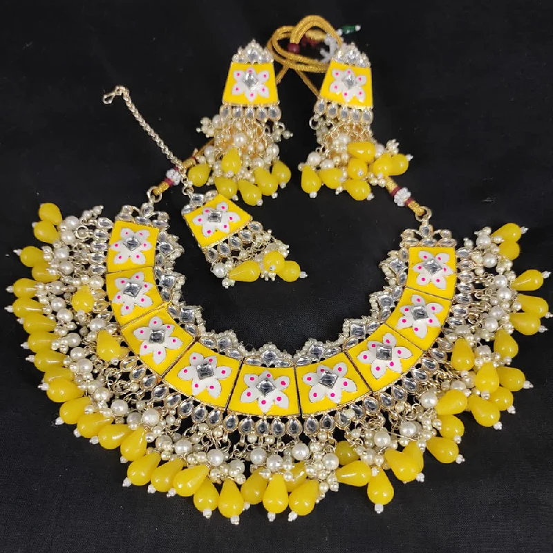 women trendy necklaces -Lucentarts Jewellery Gold Plated Meenakari Necklace Set