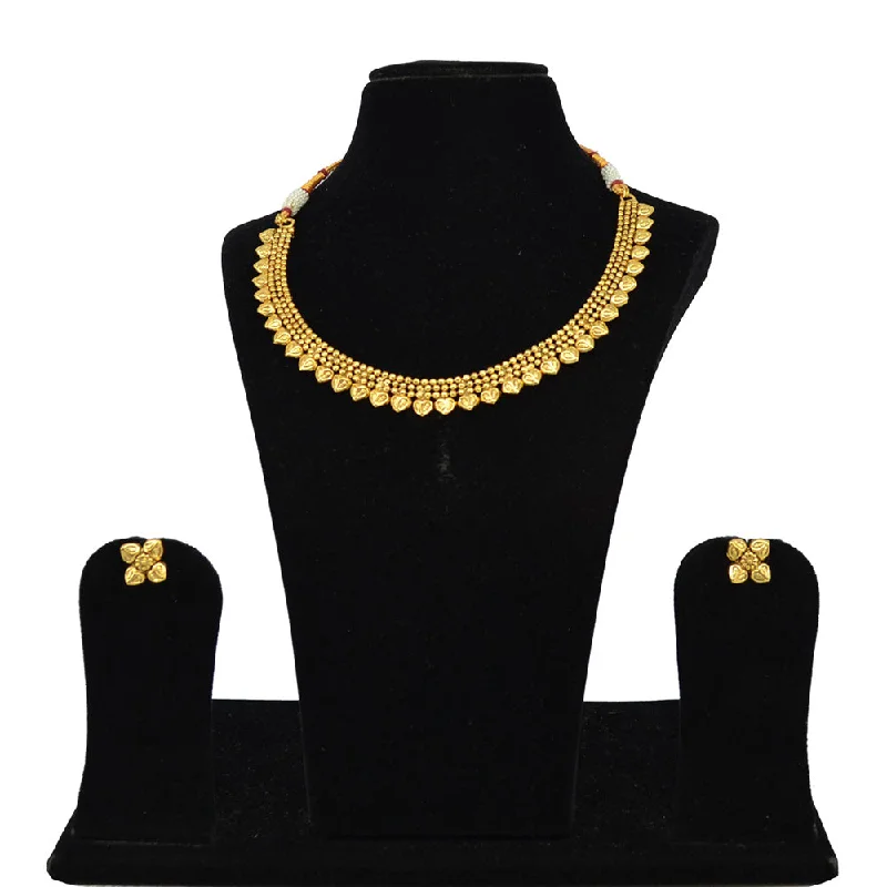 women stackable necklaces -Saloni Fashion Jewellery Gold Plated Necklace Set