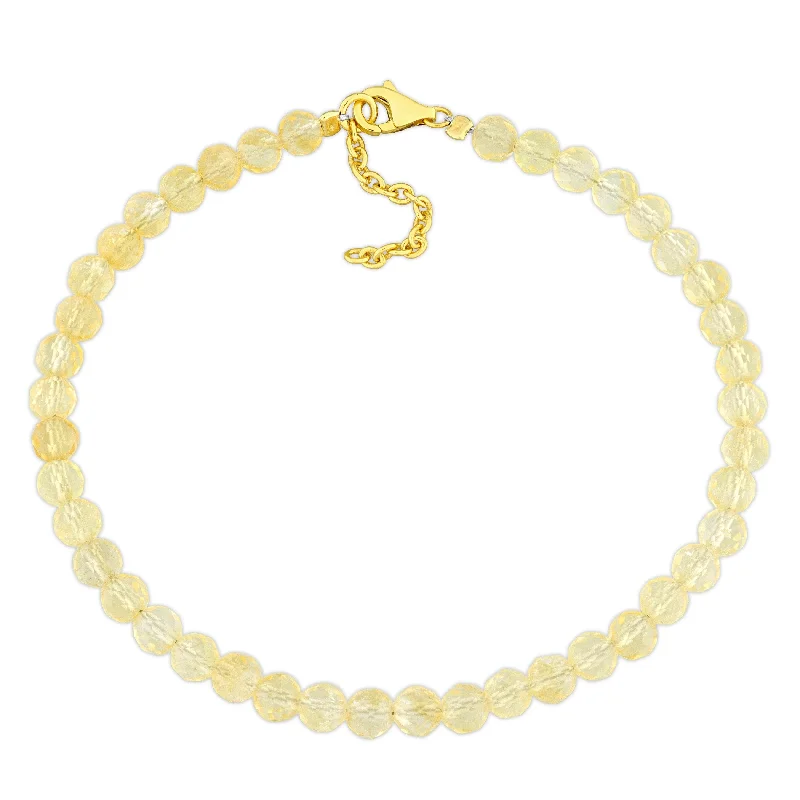 Miadora 4mm Citrine Bead 3.92ct tgw Bracelet in Yellow Sterling Silver