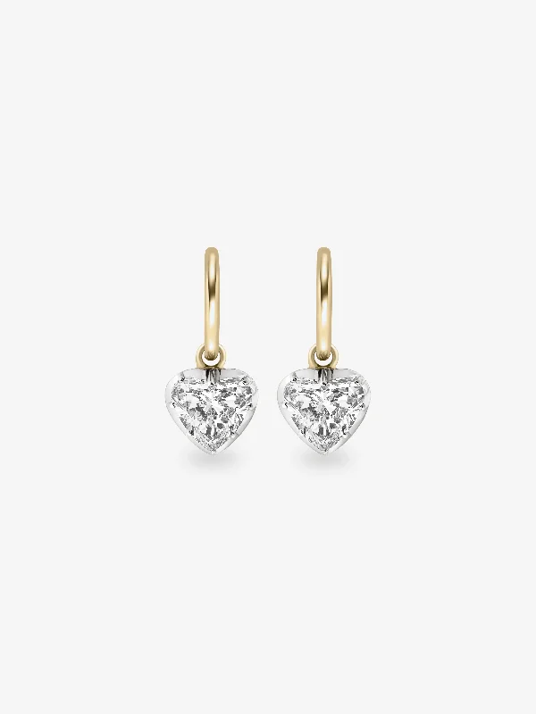 women eco-friendly earrings -1.50ct Heart-Shaped Diamond & White Gold Gypset Hoop Earrings