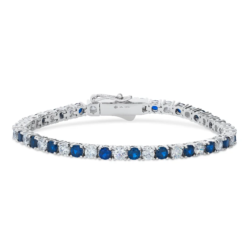 5 Carat Blue Sapphire and Diamond Crystalline Bracelet