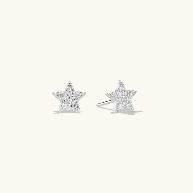 women gold stud earrings -Astrid Star Stud Earring in Silver