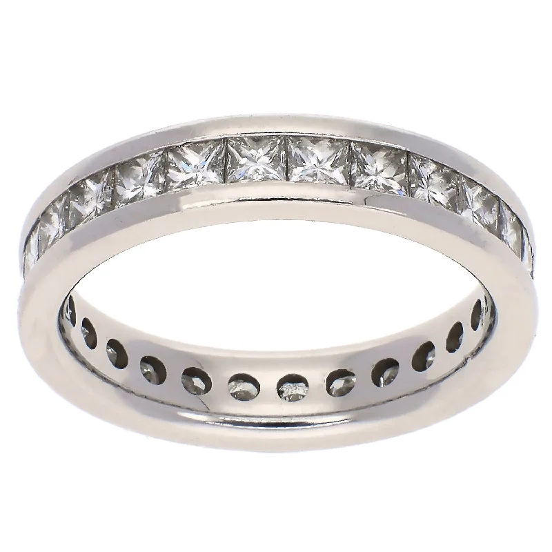 women mixed metal bracelets -Platinum Diamond Eternity Band Ring