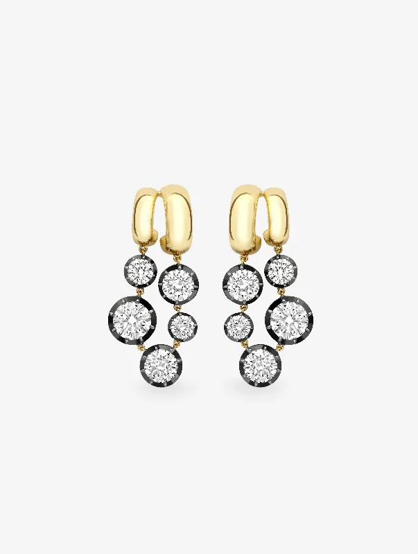 women luxury diamond earrings -Solar Diamond & Blackened Gold Gypset Earrings